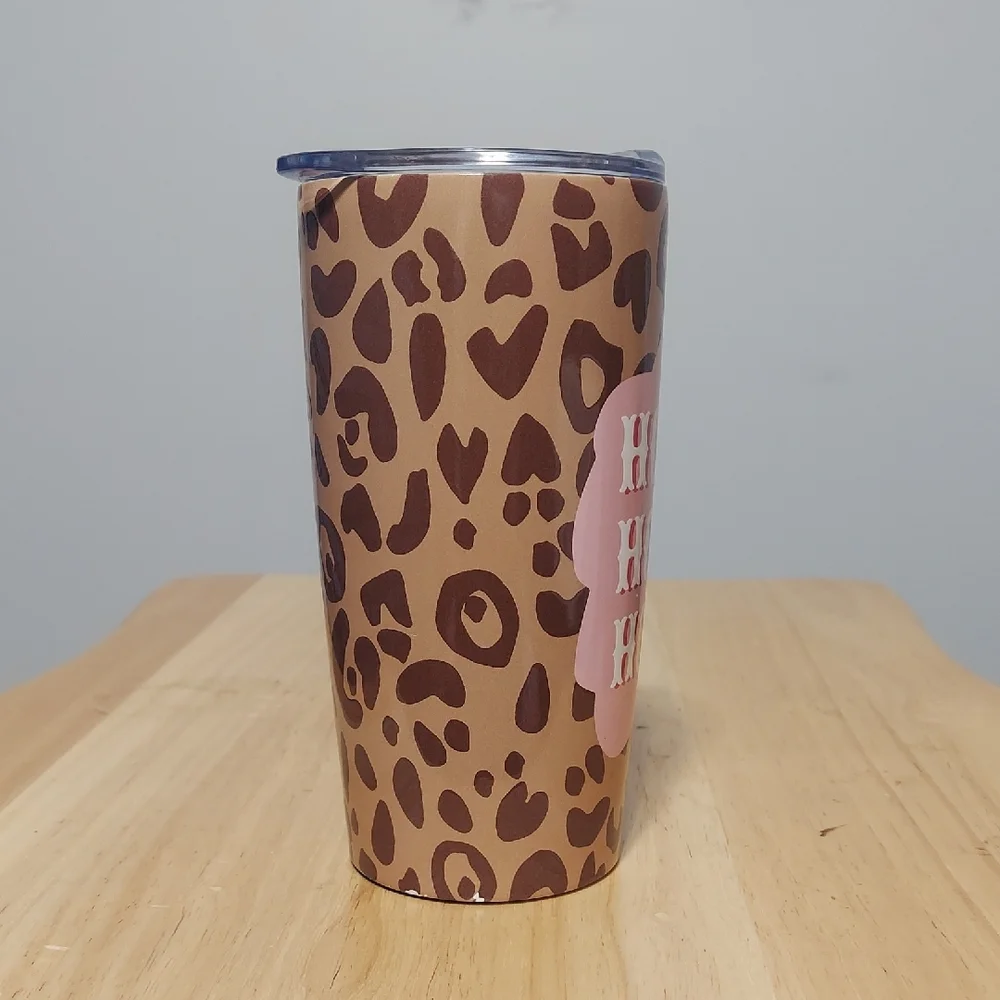 Leopard Print 20oz Tumbler with Pink Howdy Design